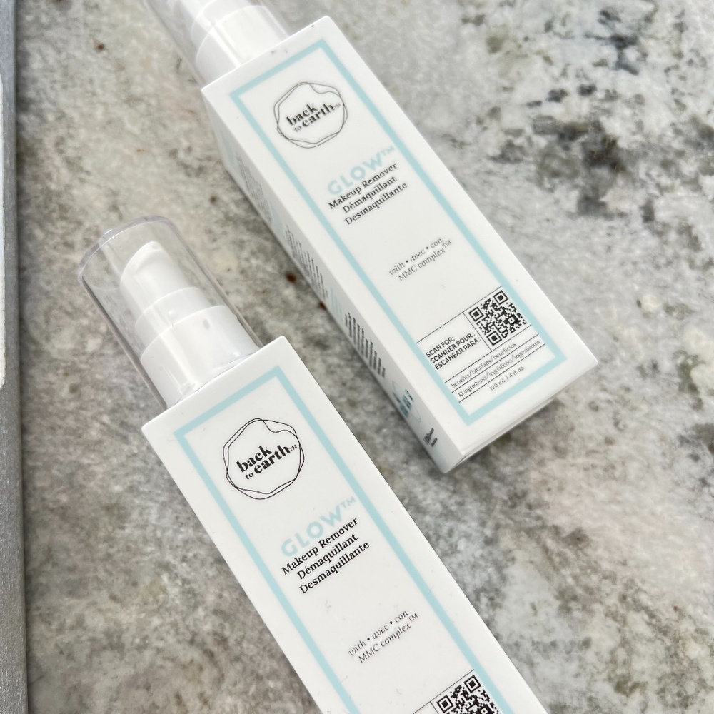 LOT OF 2 MAKEUP REMOVER BOTTLES 120ML X 2, GLOW 13 INGREDIENTS REMOVE IMPURITIES